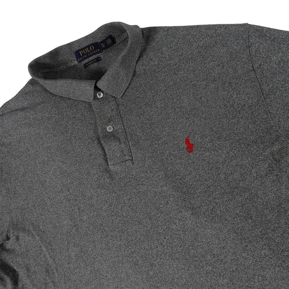 Ralph Lauren Cotton Gray Red Pony Golf Polo Shirt Men's Classic Fit XL